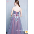 Western Style Long Purple In Stock Lace Appliqued Off-Shoulder Bridesmaid Dress